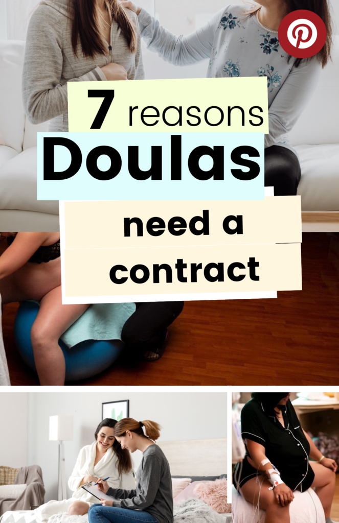 Images of doulas with the words: 7 Reasons Doulas Need a Contract