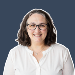 Robin Elise Weiss on blue background