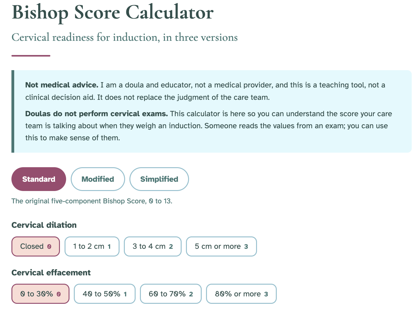 Bishop Score Calculator
